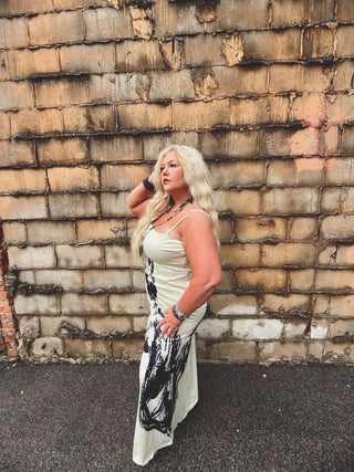 The Cowgirl Couture® Champagne Horse Illustration Slip Dress