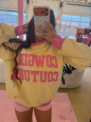 Cowgirl Couture® Layered Gingham Mockneck — Butter Yellow [PREORDER]