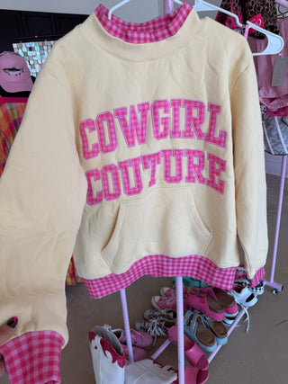 Cowgirl Couture® Layered Gingham Mockneck — Butter Yellow [PREORDER]