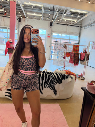 CCB® Layered Leopard + Pink Polka Matching Athletic Top [PREORDER]