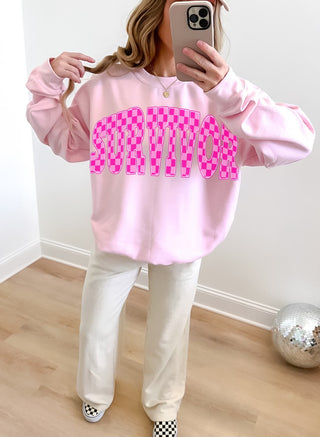 Pink checkered breast cancer survivor
