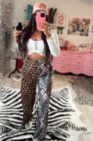 The CCB original double trouble pants in leopard + real tree camo PREORDER