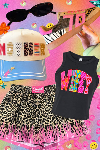 Neon swirly pattern wifey tanks + baby tees