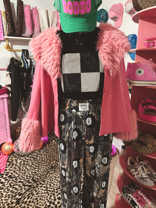 EMY AVE camo 8 ball pleated pants