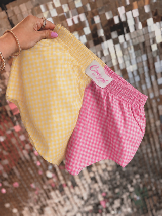 DROPPING 7/10 CLOSING 7/17 CCB™ original split yellow gingham | pink gingham boxer shorts PREORDER