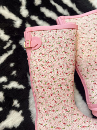 Love shack floral rain boots
