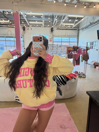 Cowgirl Couture® Layered Gingham Mockneck — Butter Yellow [PREORDER]