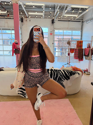 CCB® Layered Leopard + Pink Polka Matching Athletic Top [PREORDER]