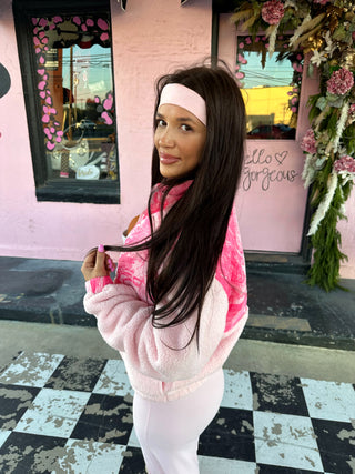 The Cowgirl Couture Exclusive Pink Camo Sherpa ready to ship