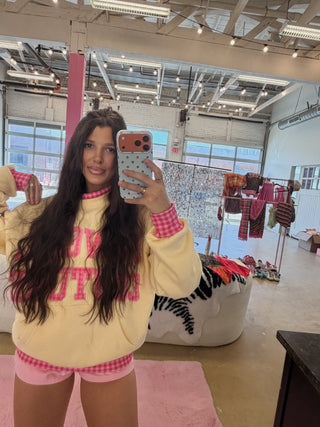 Cowgirl Couture® Layered Gingham Mockneck — Butter Yellow [PREORDER]