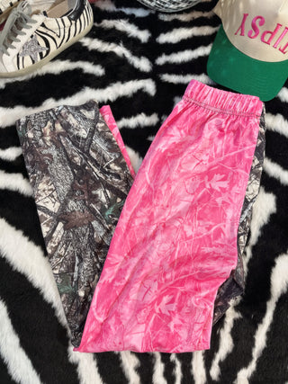 The CCB original double trouble pants in real tree camo + pink camo PREORDER