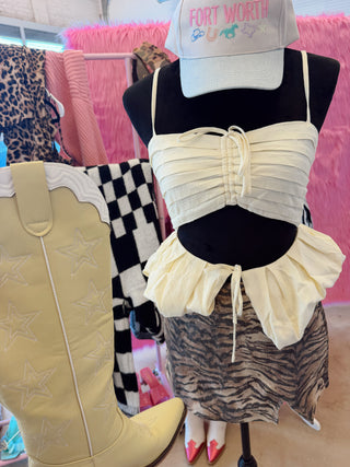 Tiger print high waisted denim skort ready to ship