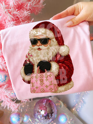 Ccb exclusive faux sequin boujee pink Santa purse