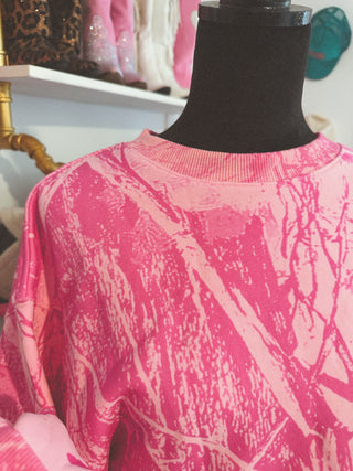 CCB Pink camo oversized cotton crew READY TO SHIP