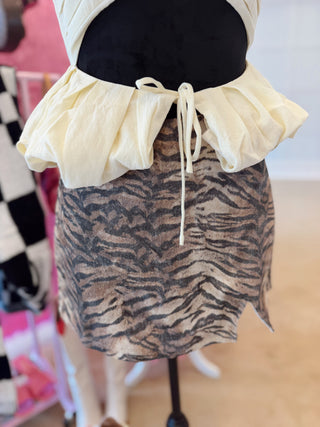 Tiger print high waisted denim skort ready to ship