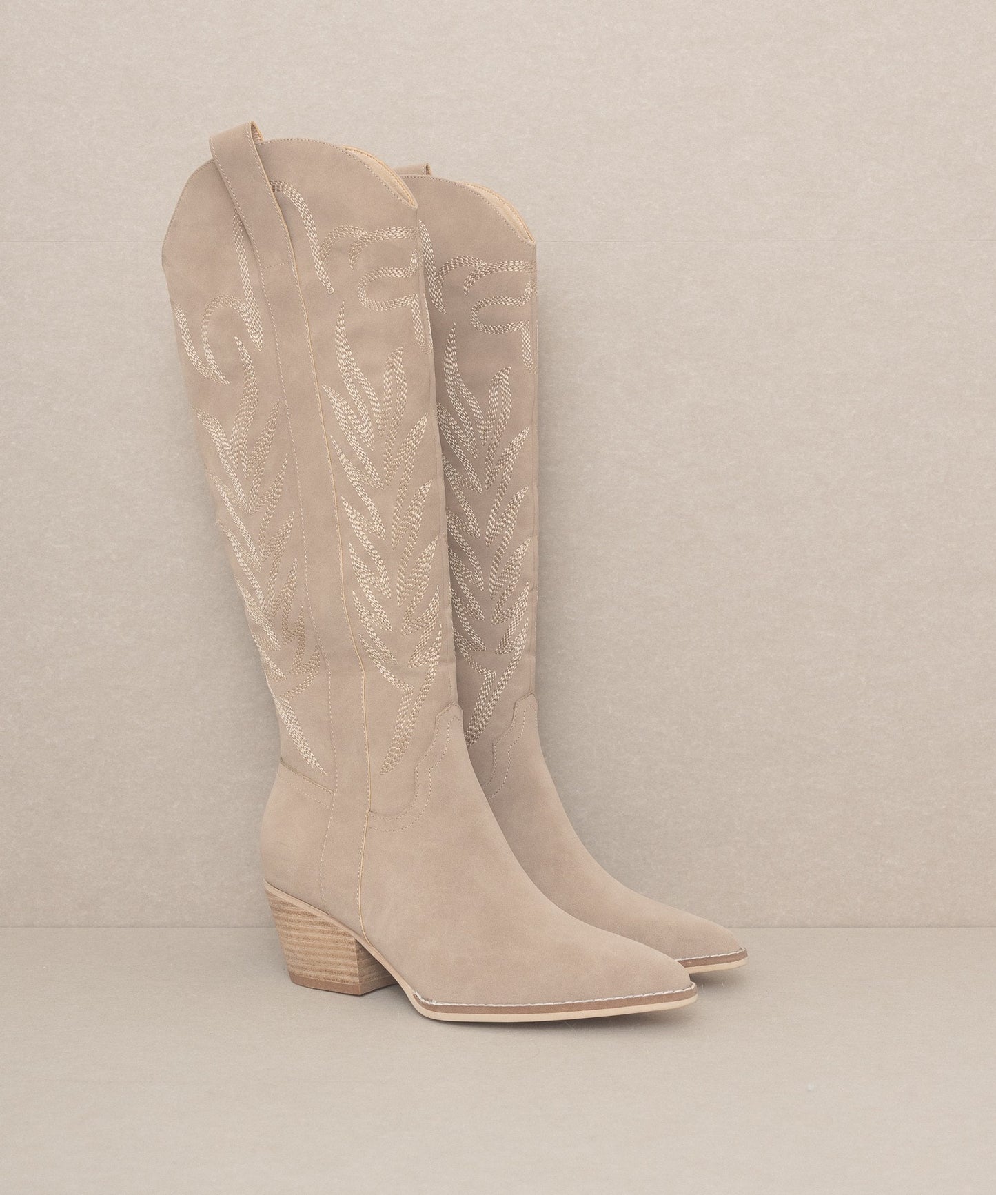 cedar wood suede western embroidery cowgirl boots