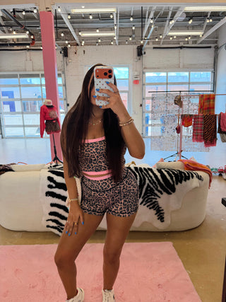 CCB® Layered Leopard + Pink Polka Matching Athletic Top [PREORDER]