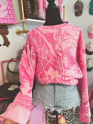 CCB Pink camo oversized cotton crew READY TO SHIP