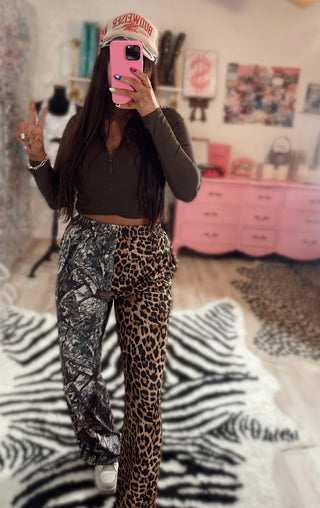 The CCB original double trouble pants in leopard + real tree camo PREORDER