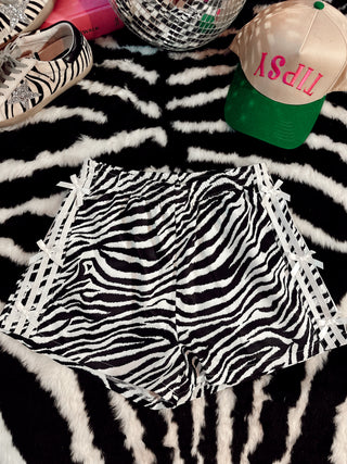 Preorder CCB original zebra side stripe bow detailed athletic shorts