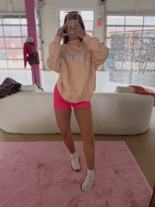 Hot pink gingham biker shorts