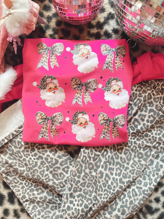 HOLIDAY CHIC SANTA LEOPARD BOWS GRAPHIC