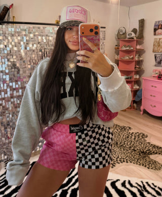 DROPS 6/5 *** CCB™ original split pink checkered / b+w checkered boxer shorts PREORDER