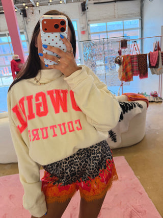 CCB® Leopard + Flame Satin Shorts — Orange Lace [PREORDER]