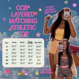 CCB® Layered Yellow Gingham + Pink Polka Matching Athletic Top [PREORDER]