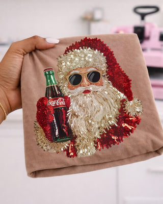 FAUX SEQUIN SANTA COKE