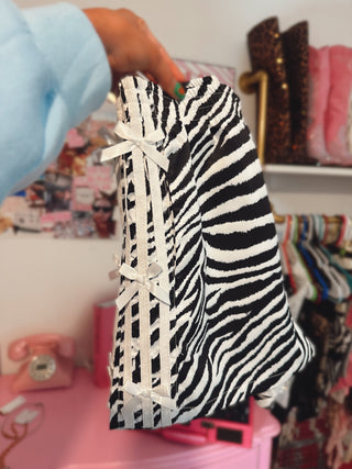 Preorder CCB original zebra side stripe bow detailed athletic shorts