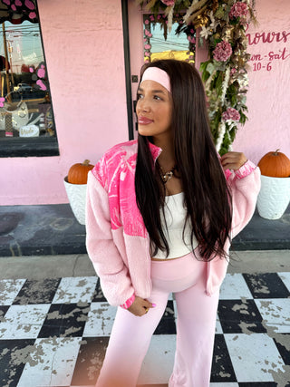 The Cowgirl Couture Exclusive Pink Camo Sherpa ready to ship