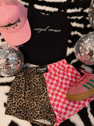 DROPS 6/5 *** CCB™ original split pink Checkered / Leopard boxer shorts PREORDER
