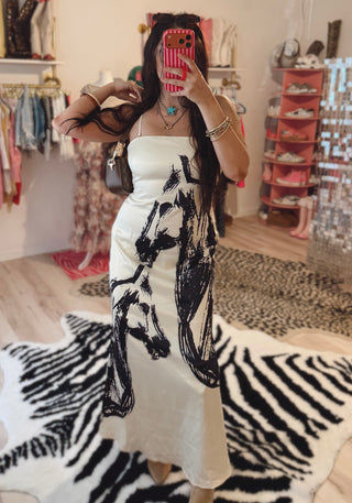 The Cowgirl Couture® Champagne Horse Illustration Slip Dress