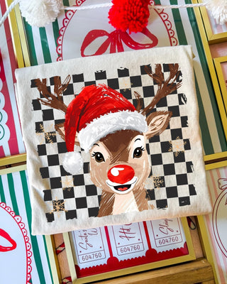 CHECKERED RED NOSE REINDEER