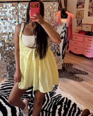 Yellow Gingham double print layered athletic dress | ROUND 2 PREORDER