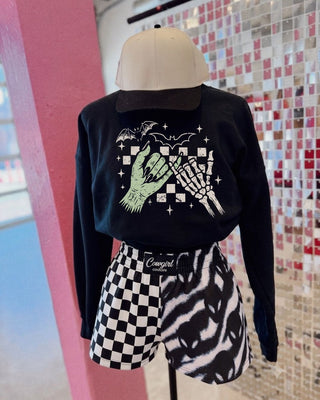 CCB ORIGINAL SPLIT BLACK ZEBRA ALIENS / B+W CHECKERED BOXER SHORTS PREORDER