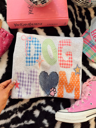 DOG MOM FAUX APPLIQUÉ LETTERS