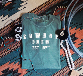 White font - cowboy crew