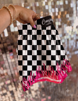 (DROPS 7/24) CLOSING 7/31 CCB™ original B&W Checkered + Flame boxer shorts PREORDER