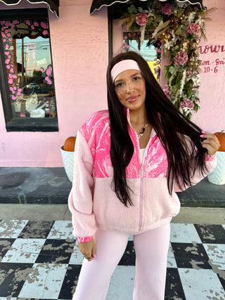 The Cowgirl Couture Exclusive Pink Camo Sherpa ready to ship