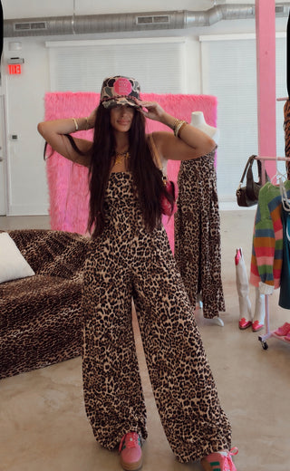 Leopard print strapless jumpsuit (ready to ship)