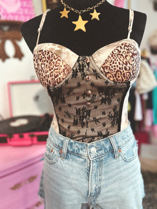 Mixed animal pattern bodysuit