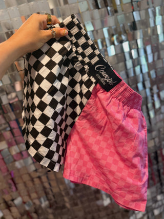 DROPS 6/5 *** CCB™ original split pink checkered / b+w checkered boxer shorts PREORDER