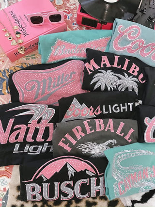 SPANGLE BEER TEE PREORDER ON BLACK ONLY