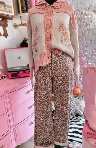 Cello Leopard stretchy high rise dad Jean