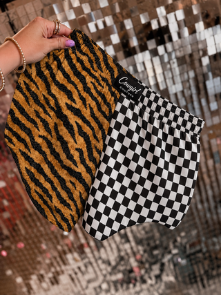 DROPPING 7/3 CLOSING 7/11 CCB™ original split Tiger print | B&w checkered boxer shorts PREORDER