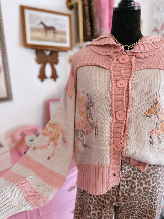 The Rodeo Classic Oversized Knit Cardigan In Pink