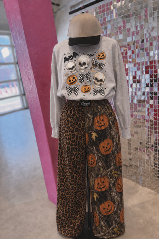 Cowgirl Couture® Split Pants in leopard and pumpkin camo PREORDER