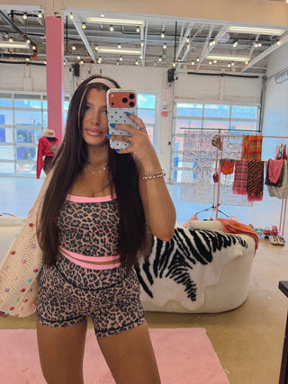 CCB® Layered Leopard + Pink Polka Matching Athletic Top [PREORDER]